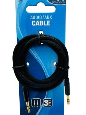 Solaray 3 Ft 3.5Mm Stereo Audio Aux Cable Black